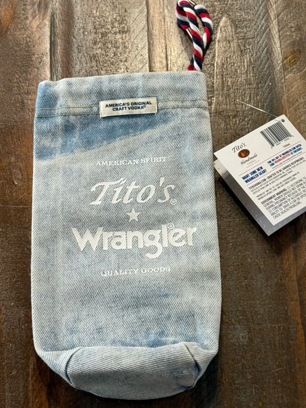 Tito’s x Wrangler Denim Bottle Bag 2026 Limited Edition Promo NWT
